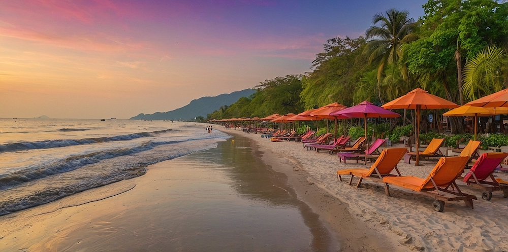 Hua Hin Beach bei Sonnenuntergang